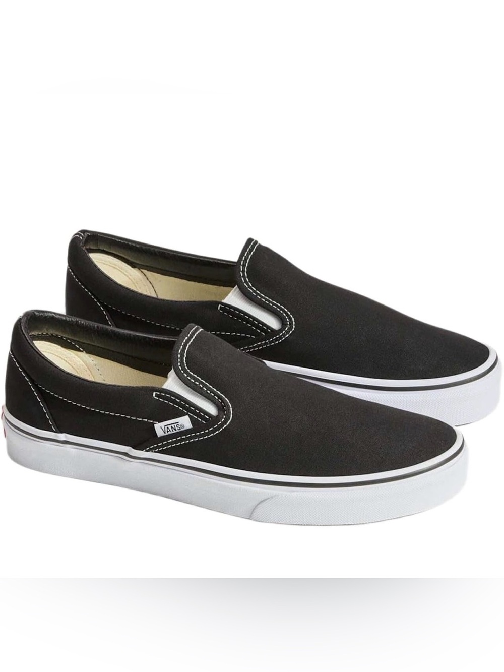 Vans Classic Slip-On Sneakers - Black & White for Men (8.5) or Women (10)